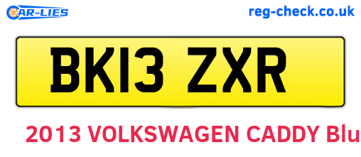 BK13ZXR are the vehicle registration plates.