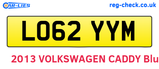 LO62YYM are the vehicle registration plates.