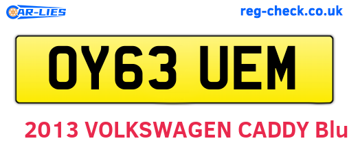 OY63UEM are the vehicle registration plates.