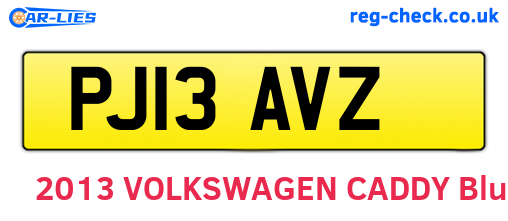 PJ13AVZ are the vehicle registration plates.