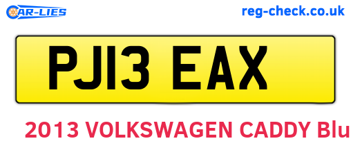 PJ13EAX are the vehicle registration plates.