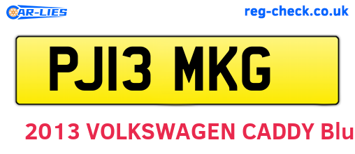 PJ13MKG are the vehicle registration plates.