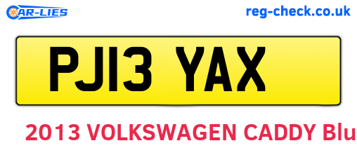 PJ13YAX are the vehicle registration plates.