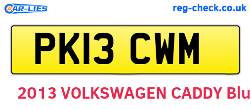 PK13CWM are the vehicle registration plates.