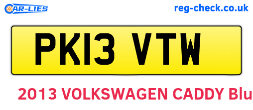 PK13VTW are the vehicle registration plates.
