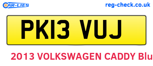 PK13VUJ are the vehicle registration plates.