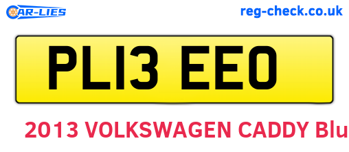 PL13EEO are the vehicle registration plates.