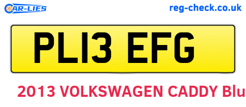 PL13EFG are the vehicle registration plates.