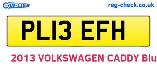 PL13EFH are the vehicle registration plates.