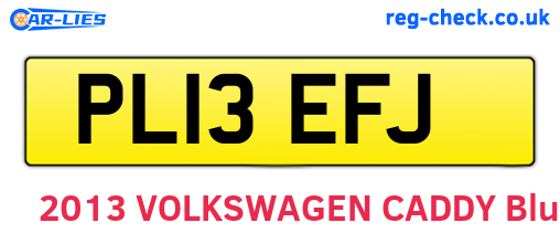 PL13EFJ are the vehicle registration plates.