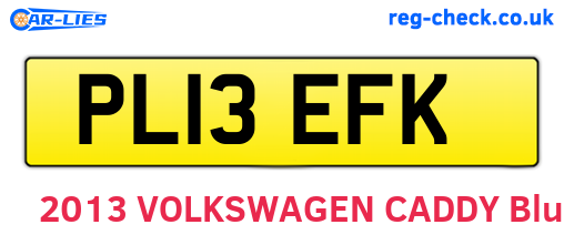 PL13EFK are the vehicle registration plates.