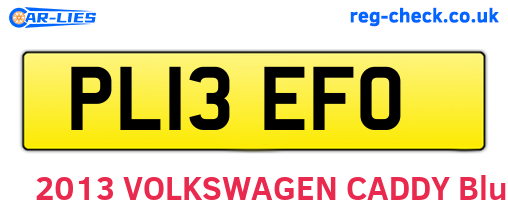 PL13EFO are the vehicle registration plates.