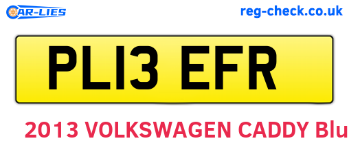 PL13EFR are the vehicle registration plates.