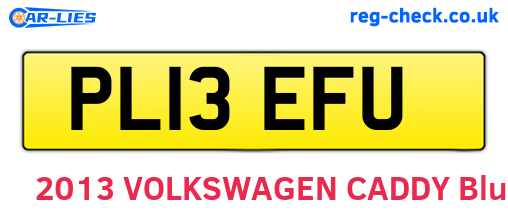 PL13EFU are the vehicle registration plates.
