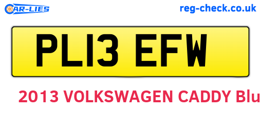 PL13EFW are the vehicle registration plates.