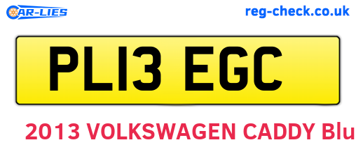 PL13EGC are the vehicle registration plates.