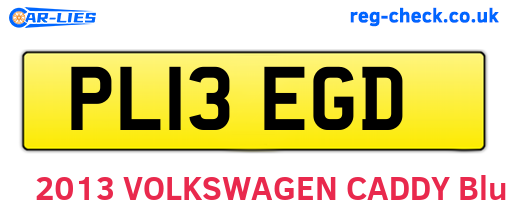 PL13EGD are the vehicle registration plates.