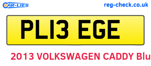 PL13EGE are the vehicle registration plates.