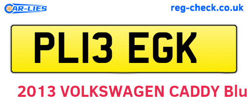 PL13EGK are the vehicle registration plates.