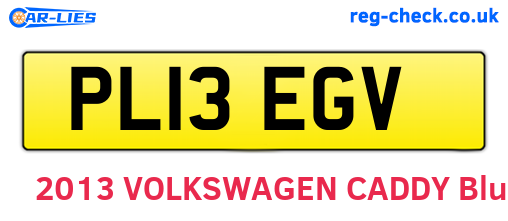 PL13EGV are the vehicle registration plates.