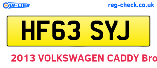 HF63SYJ are the vehicle registration plates.