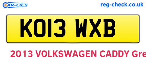 KO13WXB are the vehicle registration plates.