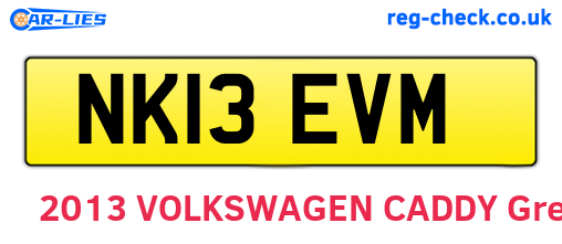 NK13EVM are the vehicle registration plates.