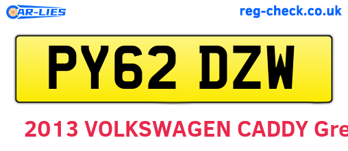 PY62DZW are the vehicle registration plates.