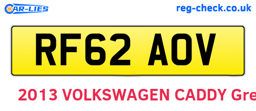 RF62AOV are the vehicle registration plates.