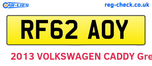RF62AOY are the vehicle registration plates.