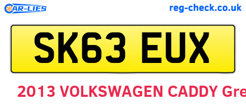 SK63EUX are the vehicle registration plates.