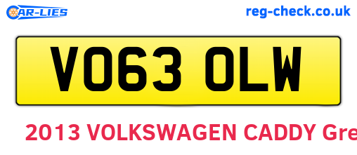 VO63OLW are the vehicle registration plates.