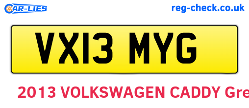 VX13MYG are the vehicle registration plates.