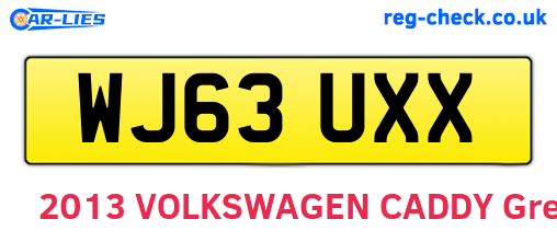 WJ63UXX are the vehicle registration plates.