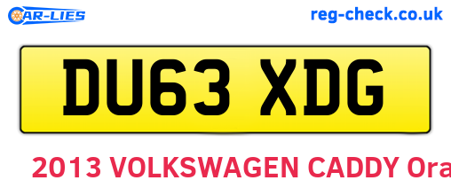 DU63XDG are the vehicle registration plates.