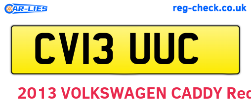 CV13UUC are the vehicle registration plates.