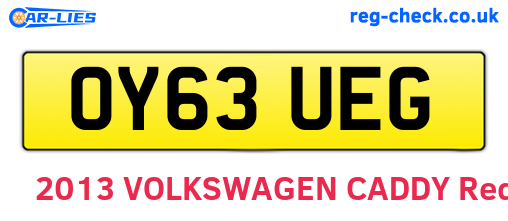 OY63UEG are the vehicle registration plates.