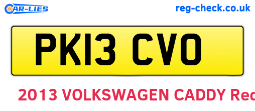 PK13CVO are the vehicle registration plates.