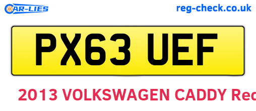 PX63UEF are the vehicle registration plates.