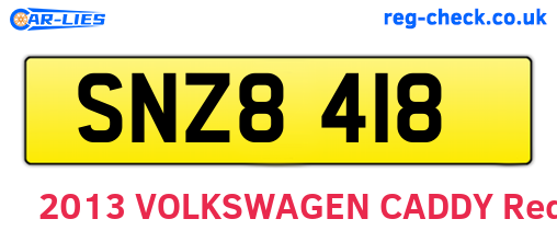SNZ8418 are the vehicle registration plates.
