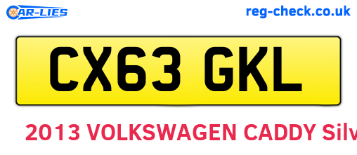 CX63GKL are the vehicle registration plates.
