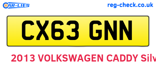 CX63GNN are the vehicle registration plates.