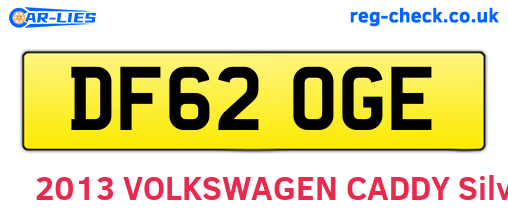 DF62OGE are the vehicle registration plates.