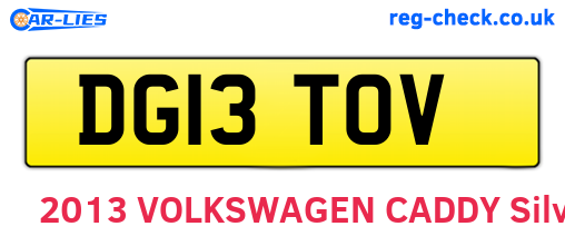 DG13TOV are the vehicle registration plates.
