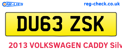 DU63ZSK are the vehicle registration plates.