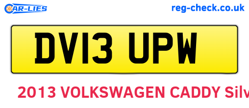 DV13UPW are the vehicle registration plates.