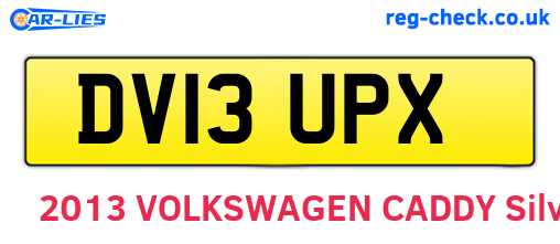 DV13UPX are the vehicle registration plates.