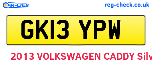 GK13YPW are the vehicle registration plates.