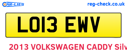 LO13EWV are the vehicle registration plates.