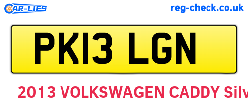 PK13LGN are the vehicle registration plates.
